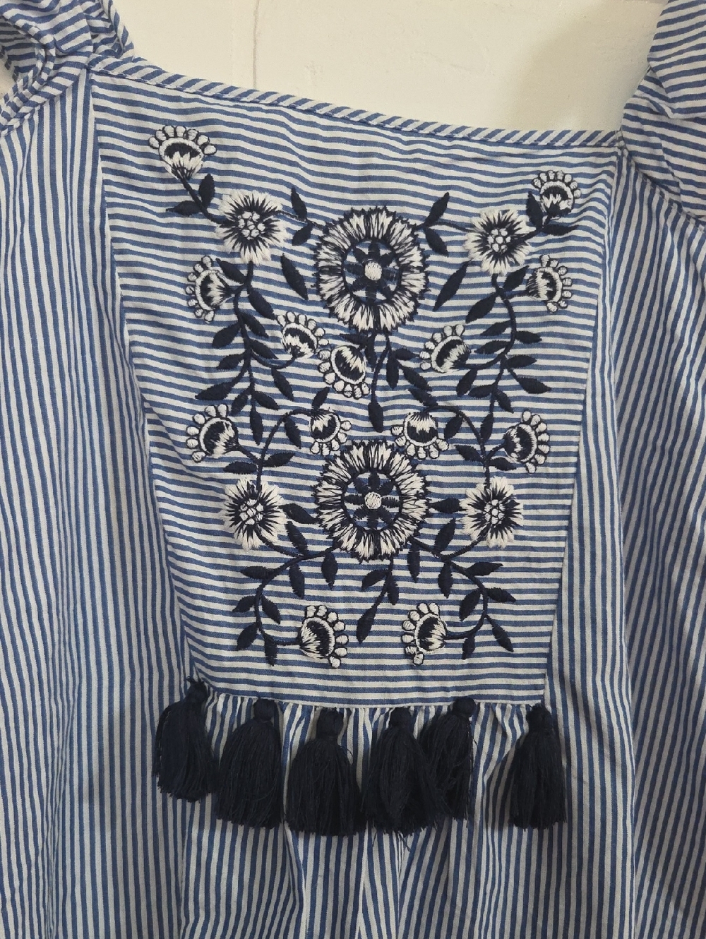 Zara Embroidered Flutter Sleeve Top - Nautical Boho - Picture 2 of 3
